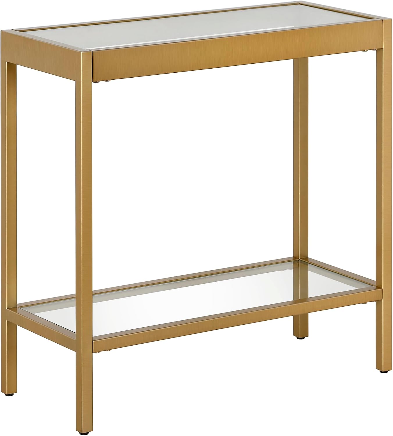 Henn&Hart 24' Wide Rectangular Rectangular Side Table in Brass, Table for Living Room, Bedroom