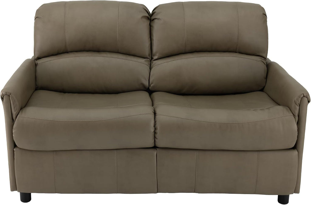 RecPro Charles Collection 60' RV Hide A Bed Loveseat | Memory Foam Mattress | Putty Faux Leather