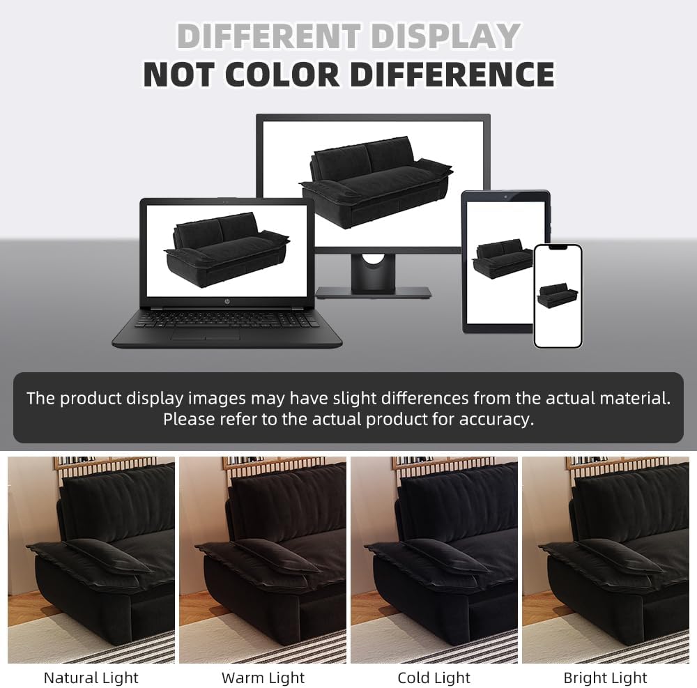 73.2'' Velvet Queen Size Sofa Bed, Loveseat 3-in-1 Convertible Sleeper Sofa Couch, Pull Out Sofabed, Space Saving, Black