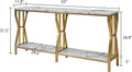 HOMISSUE Sofa Console Table, 63' Extra Long Sofa Table with 2-Tier Storage, Industrial Narrow Console Tables Behind Couch, Hallway Table for Entryway, Living Room，Gold