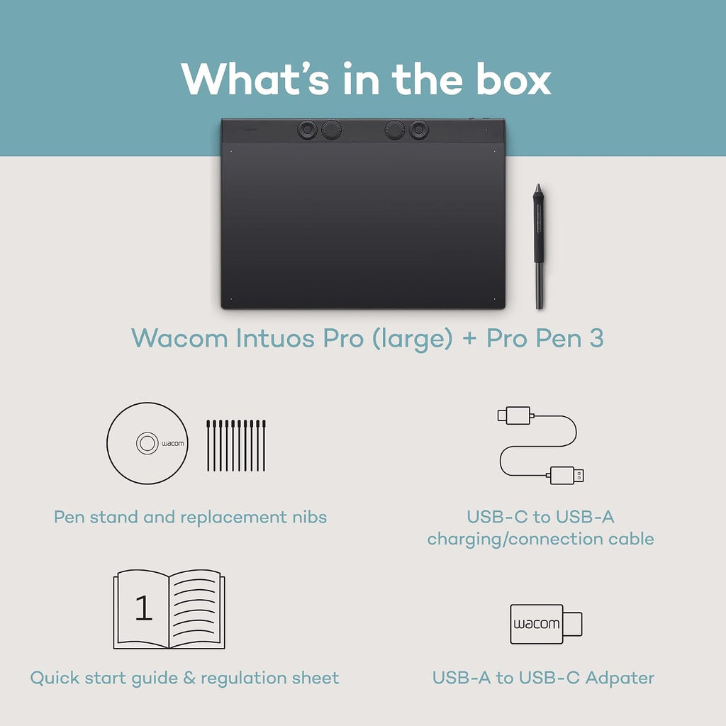 Wacom Intuos Pro Large Bluetooth Professional Graphic Drawing Tablet with Pro Pen 3, Compatible with Mac, Windows - 2025 Edition