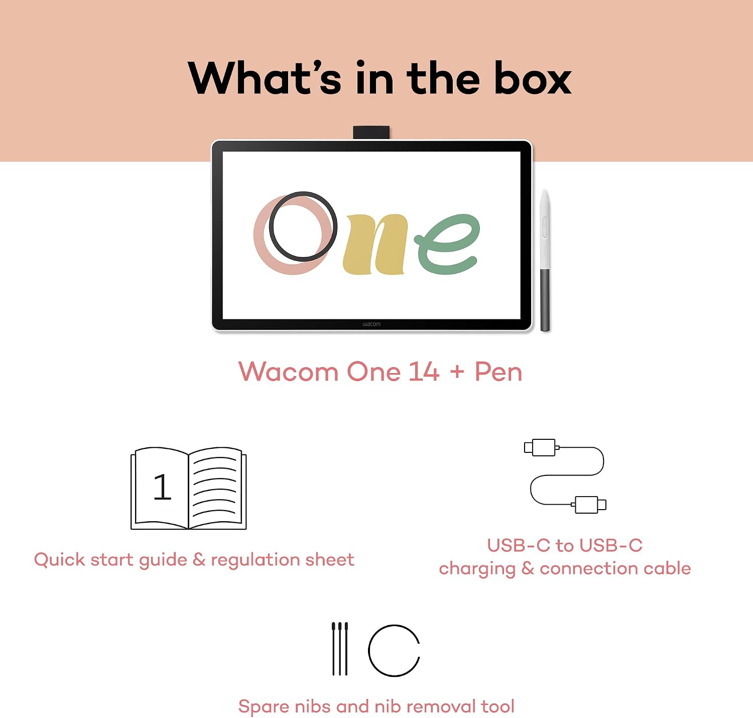 Wacom One 14 Drawing Tablet with Screen, 14' HD Full-Laminated Digital Art Tablet with Creative Software and Training, Graphics Drawing Pad for Mac and Windows