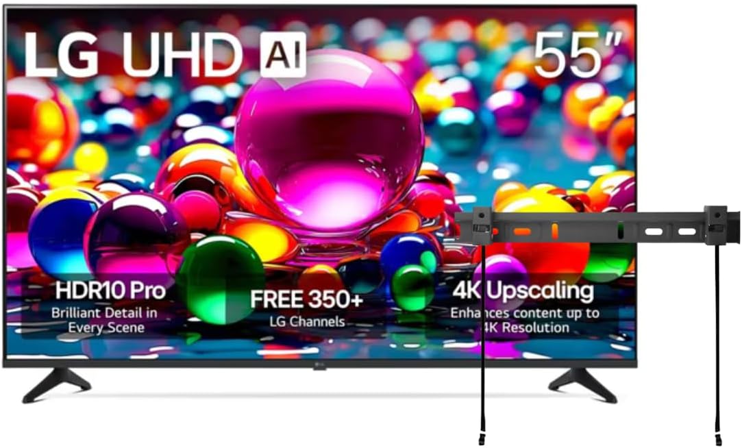 LG 55' Class UA7700 (2025) 4K LED WebOS25 Smart TV - a7 AI Processor 4K Gen8 HDR10 Bluetooth Game Optimizer Compatible Compatible with Alexa & Google Assistant with Wall Mount (Renewed)