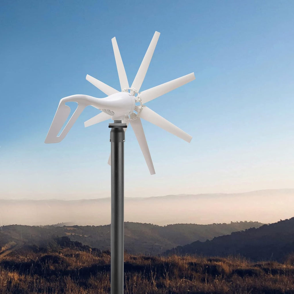 Wind Turbine Generator, 600W Charge Controller Wind Generator Kit 12V Wind Turbine Machine 8 Blade Wind Power Generator Wind Power Tool for Boats Homes RVs Cabins Hybrid Solar Wind System