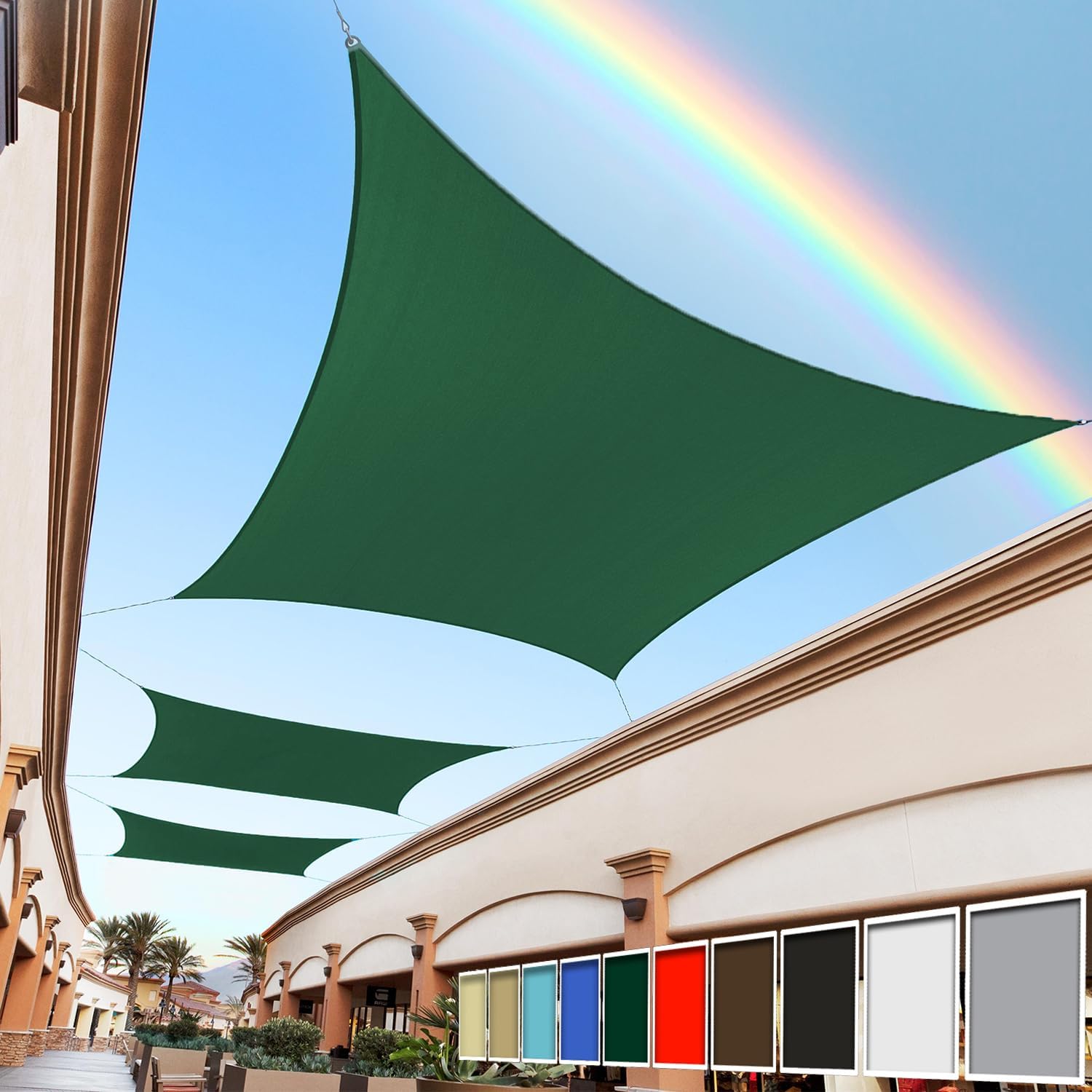 Royal Shade 14' x 16' Green Rectangle Square Sun Shade Sail Order to Make RTAPR1218 Canopy, UPF50+ 95% UV Blockage, 200GSM Commercial Standard Heavy Duty, 3 Years Warranty (We Make Custom Size)