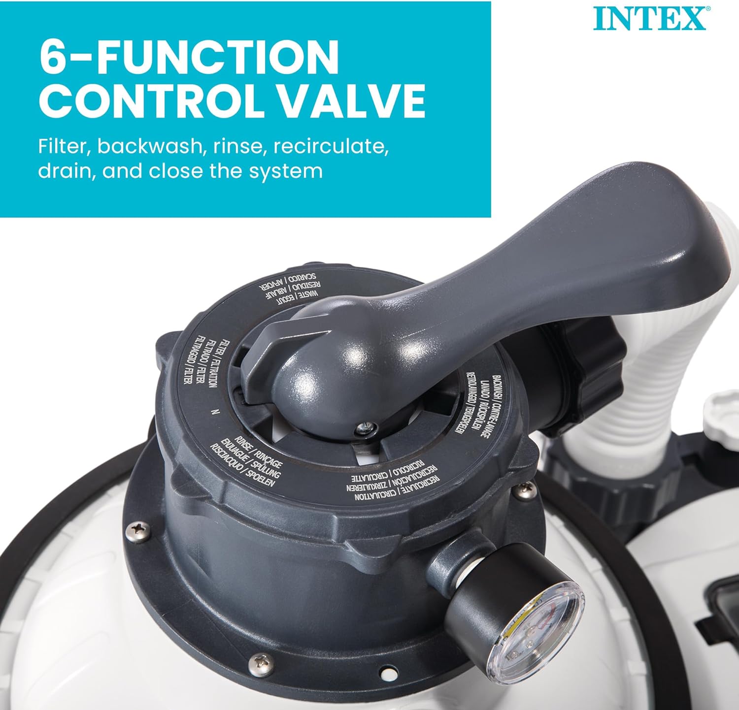 INTEX 1,500 GPH Krystal Clear Sand Filter Pump for Above Ground Pools, Swimming Pool Pump with Automatic Timer - Improved Circulation, Filtration, & Clarity