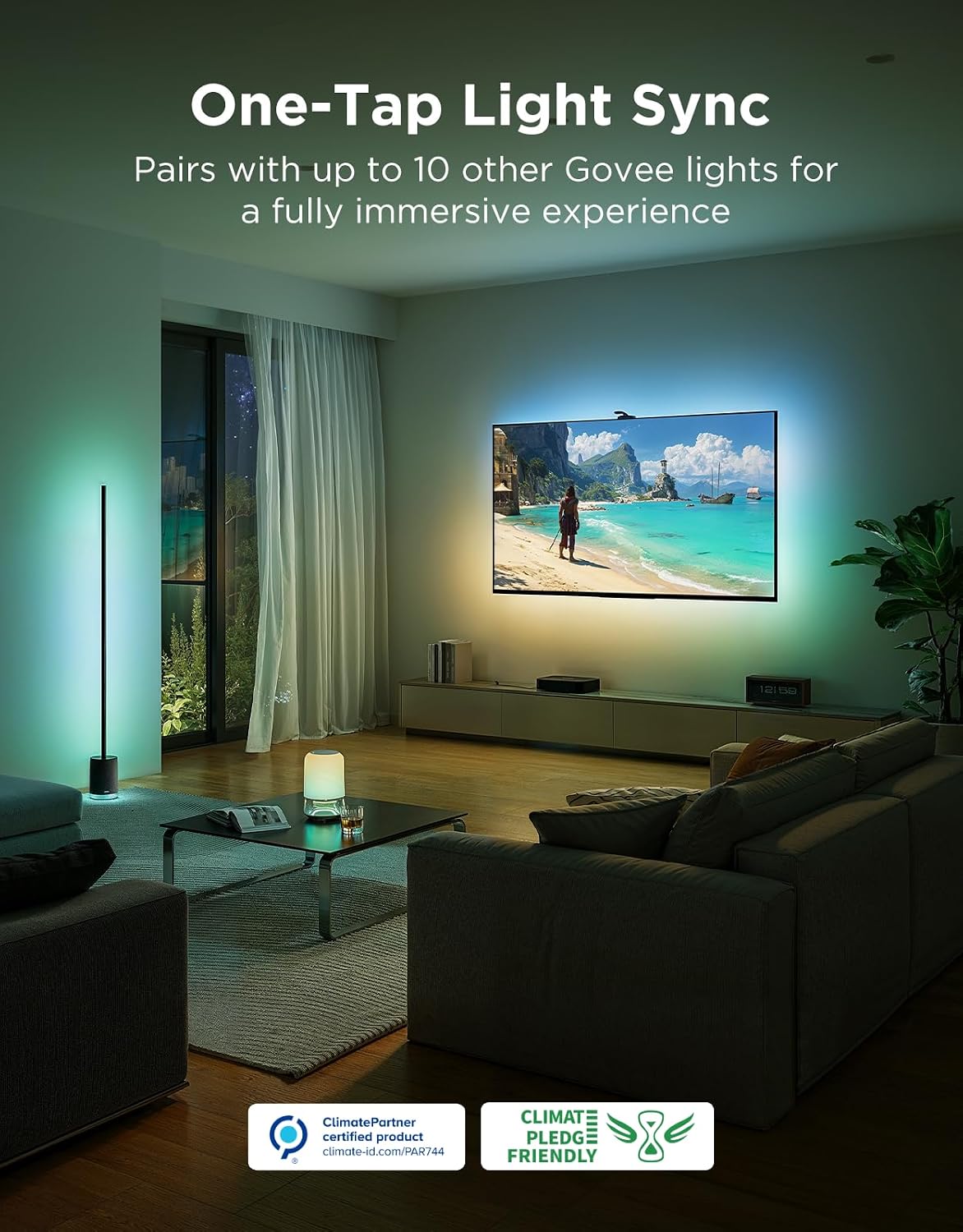 Govee TV Backlight 3 Pro with HDR Triple Camera, 11.8ft 5-in-1 RGBWWIC LED Strip Lights that Change with 55-65 Inch TVs, 75LEDs/m, Supports AI Filter, Smart App and Voice Control, DreamView Sync