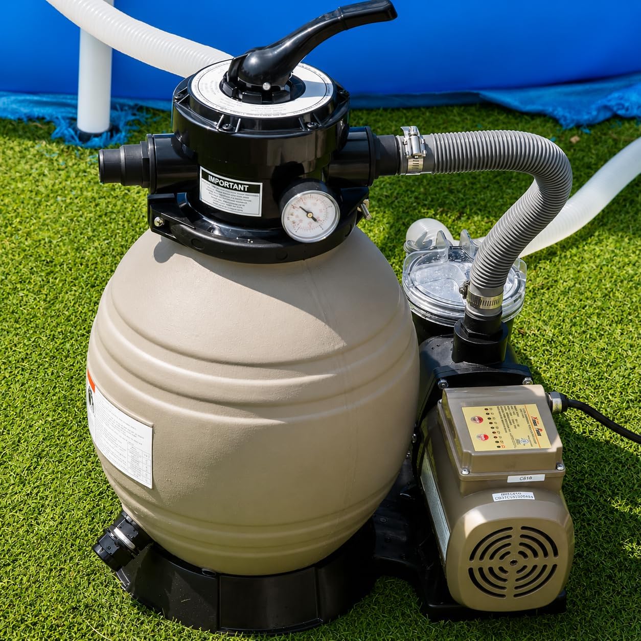 XtremepowerUS 13' Sand Filter Pump for Above Ground Swimming Pool Sand Filters Pool w/ 3/4HP 2640GPH Digital/Timer Function, Up to 10,000 Gallons