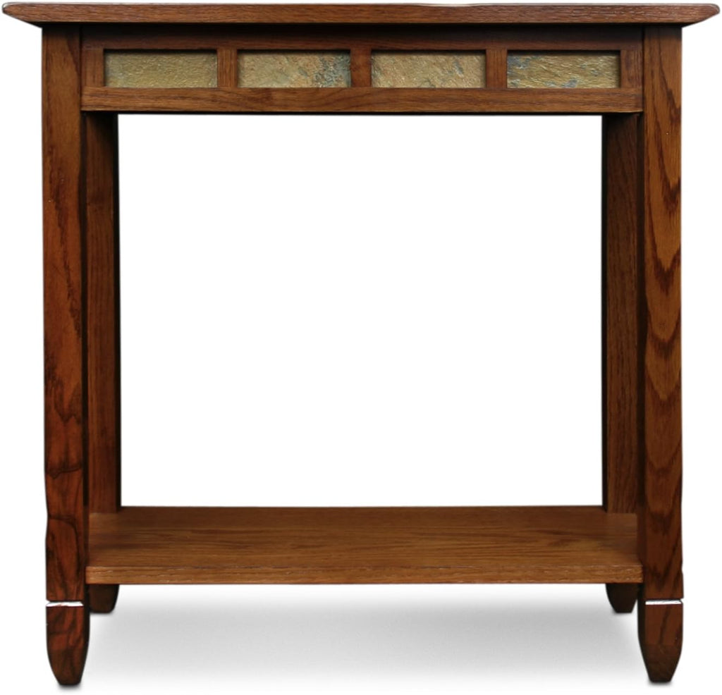 Leick Home 10059 Rustic Slate Tile Hall Console Sofa Table with Shelf, Rustic Oak