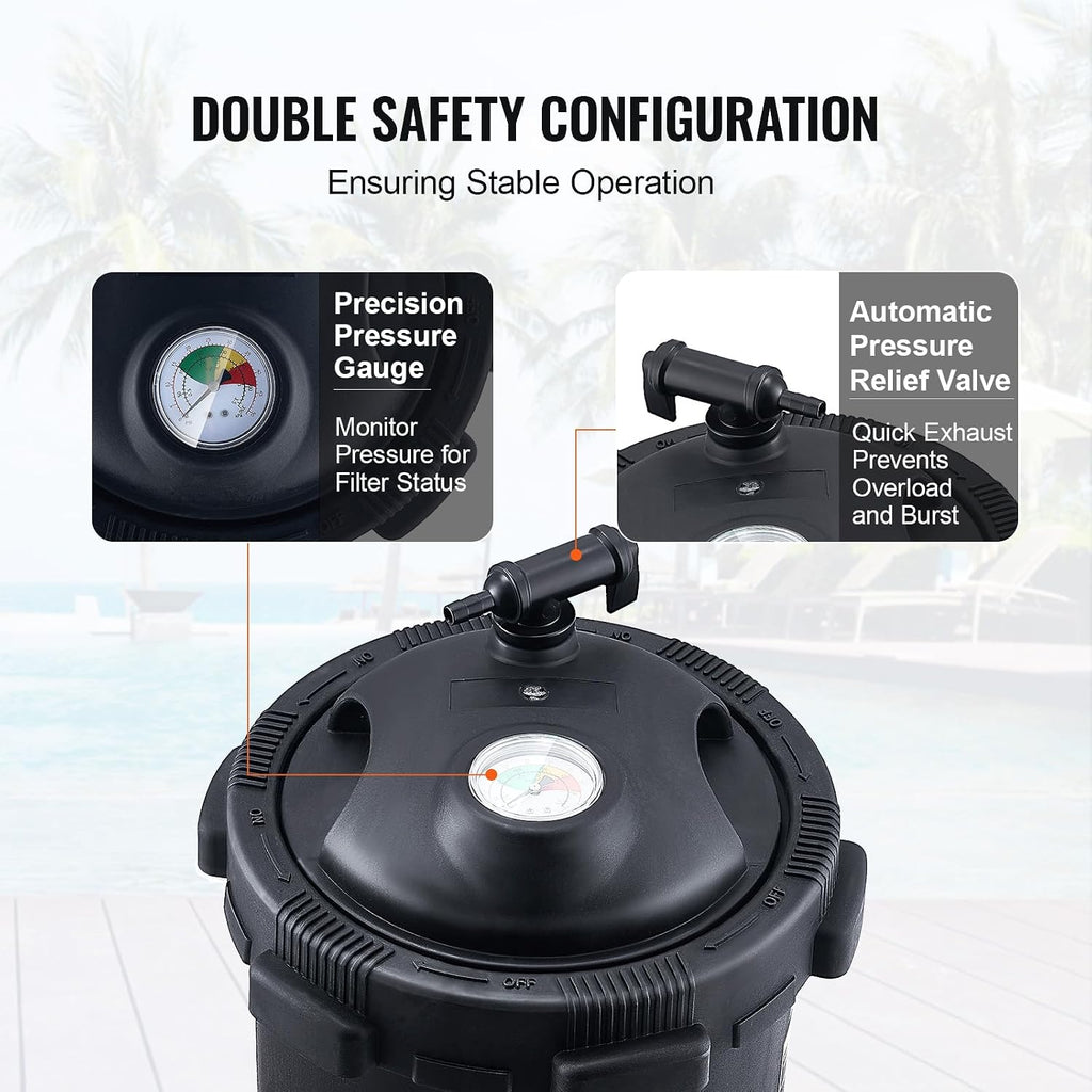 VEVOR 2026 Pro Pool Cartridge Filter Tank & Element for Above Ground & Inground Pools, Large 50Sq. Ft Cleaner System Compatible W/Pumps 1/3 to 1 HP| Up to 2483 GPH |for Pools Up to 19866 Gallons