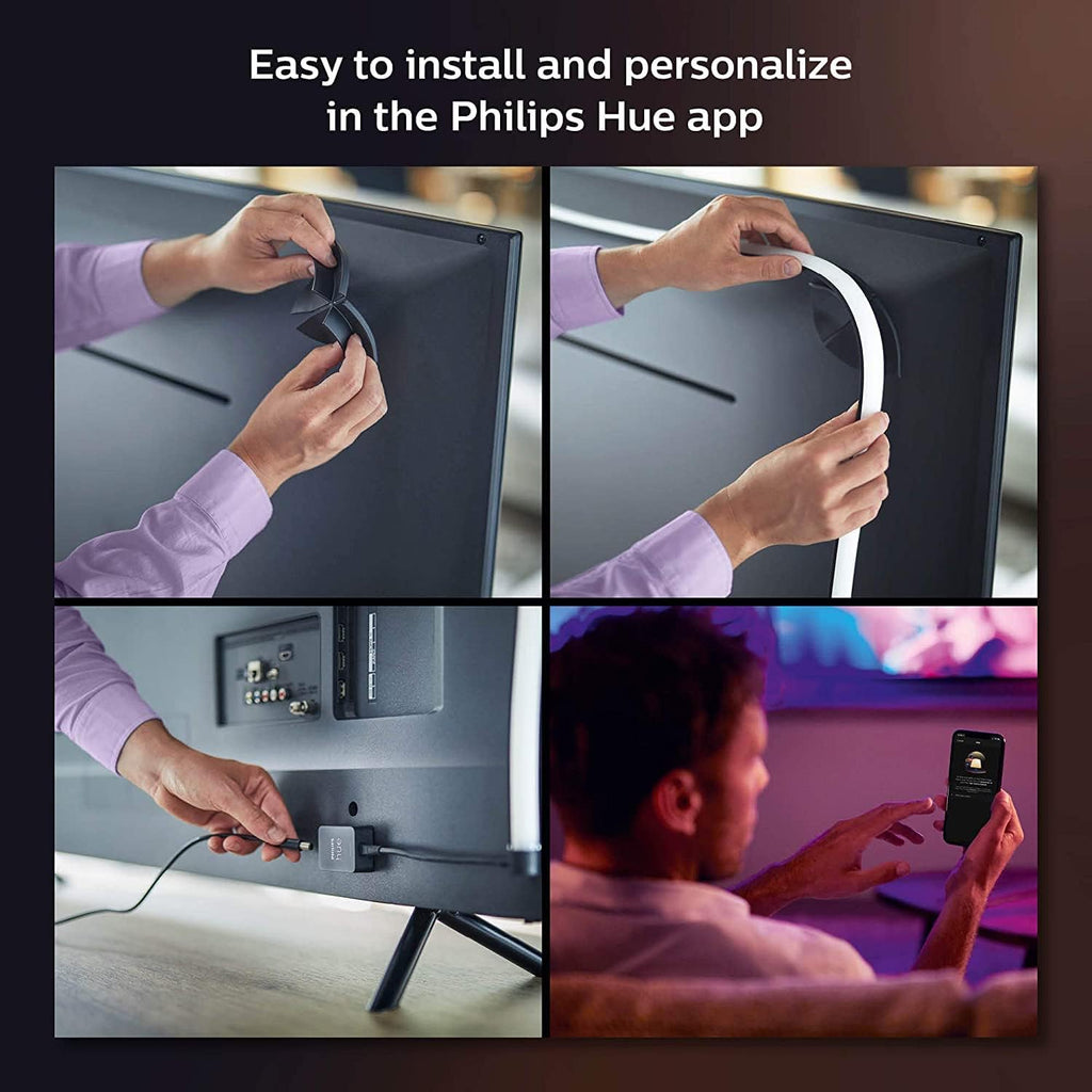 Philips Hue Gradient LED LightStrip 55in (Sync with TV, Music and Gaming), Hue Hub & Hue Sync Box Required (Renewed)