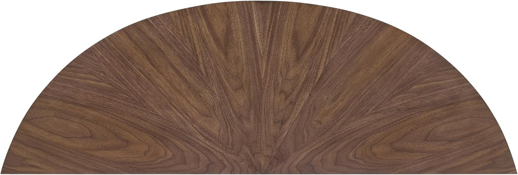 Martin Svensson Home LAX Retro Mid-Century Modern Half-Moon Wood Sofa Table with Lower Shelf, Console Table for Living Room or Entryway. Walnut Brown