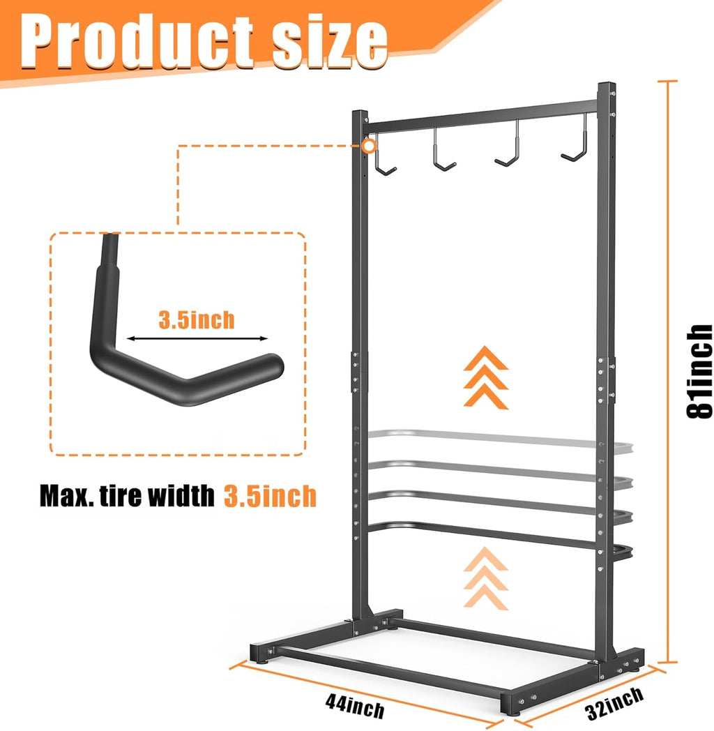 TORACK Garage Freestanding Hanging Bike Stand for Garage, Heavy Duty 4 Bikes Vertical Bike Storage Stand Floor Bike Storage Rack