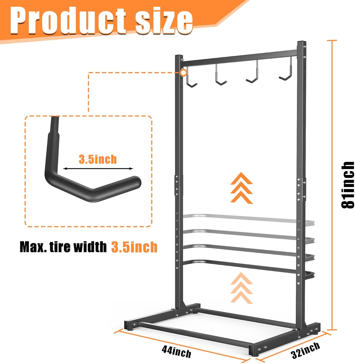 TORACK Garage Freestanding Hanging Bike Stand for Garage, Heavy Duty 4 Bikes Vertical Bike Storage Stand Floor Bike Storage Rack