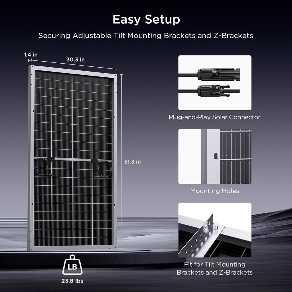 N-Type 16BB 200W Bifacial Solar Panel, 200W Solar Panel for 12V Battery Systems, 25% High Efficiency, Dual-Module Anti-Shade Design, for RV Van Rooftop Home Off-Grid