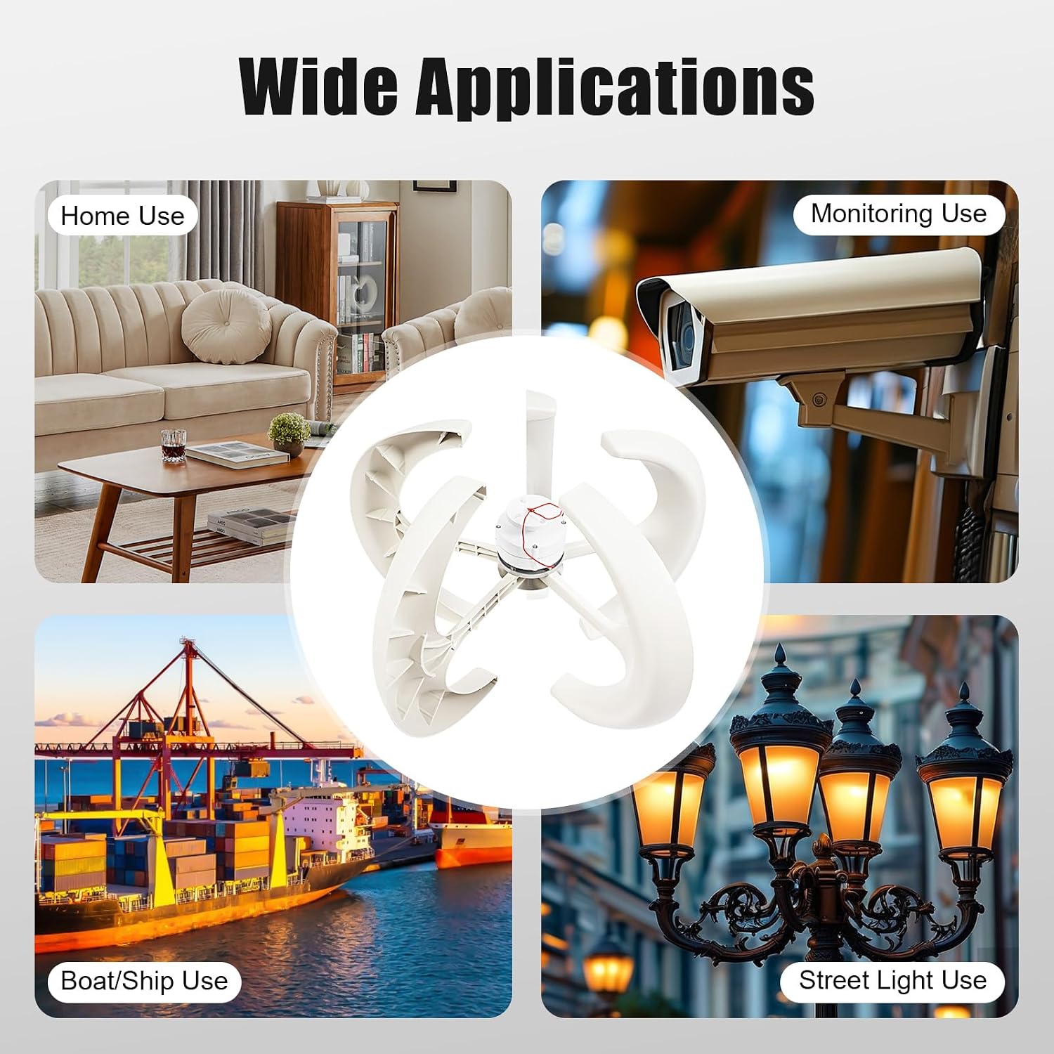 600W Wind Turbine Generator, DC 12V 5-Blade Lantern Wind Turbine Generator, Vertical Axis Wind Power, Lantern Shape, Wind Turbine Kit for Home, Business, Industrial Energy Supply (White)