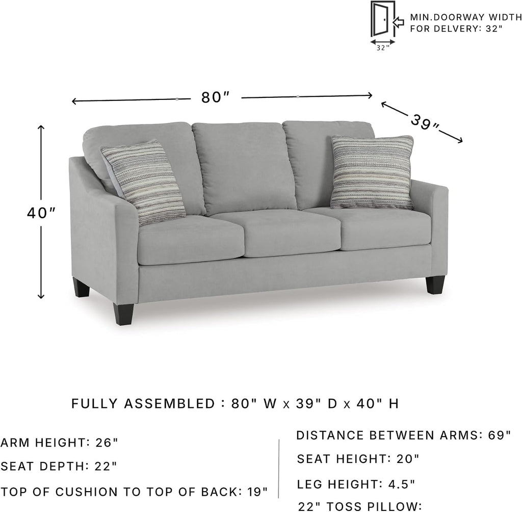 Signature Design by Ashley Adlai Casual Sofa with 2 Toss Pillows, Light Gray