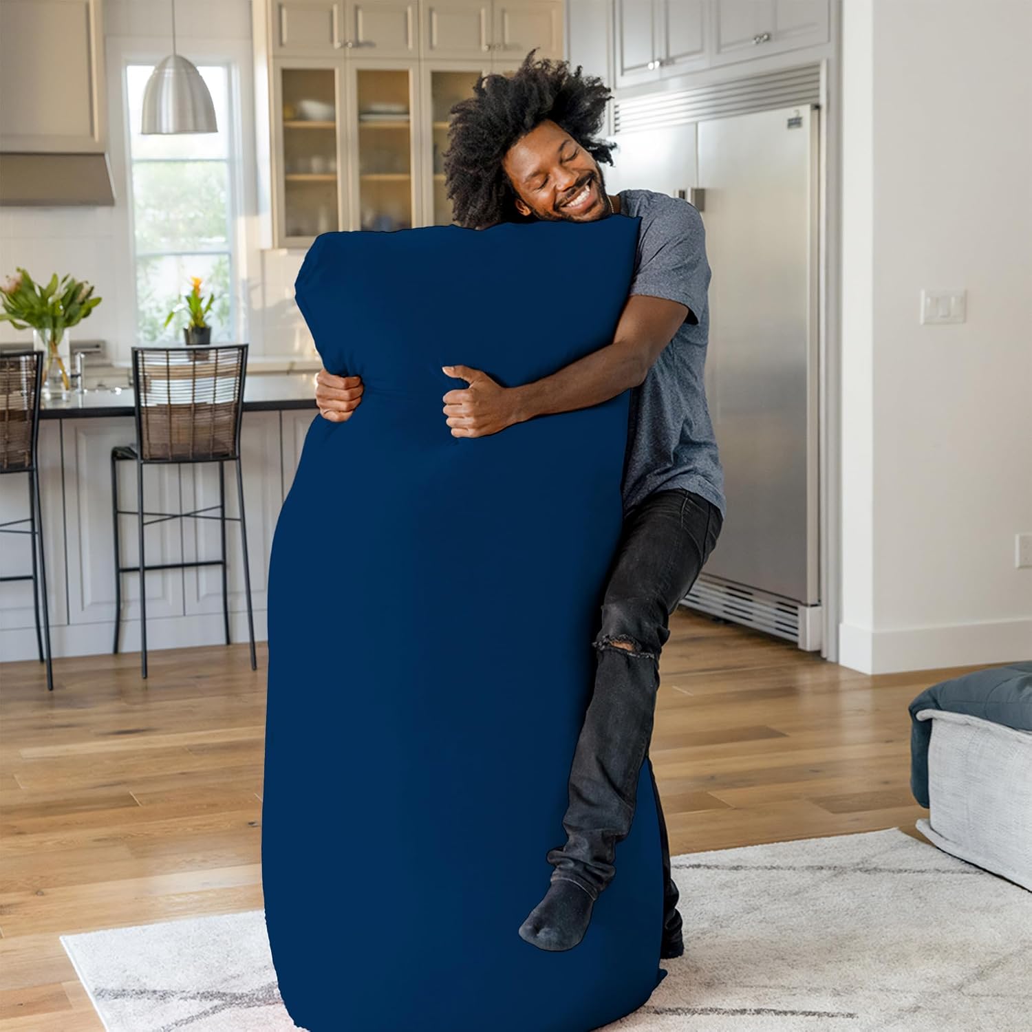 Yogibo Max 6-Foot Beanbag Chair, Bean Bag Couch with a Washable Outer Cover, Customer Favorite Cozy Sofa for Gaming, Reading, and Relaxing, Filled with Soft Micro-Beads, Blue