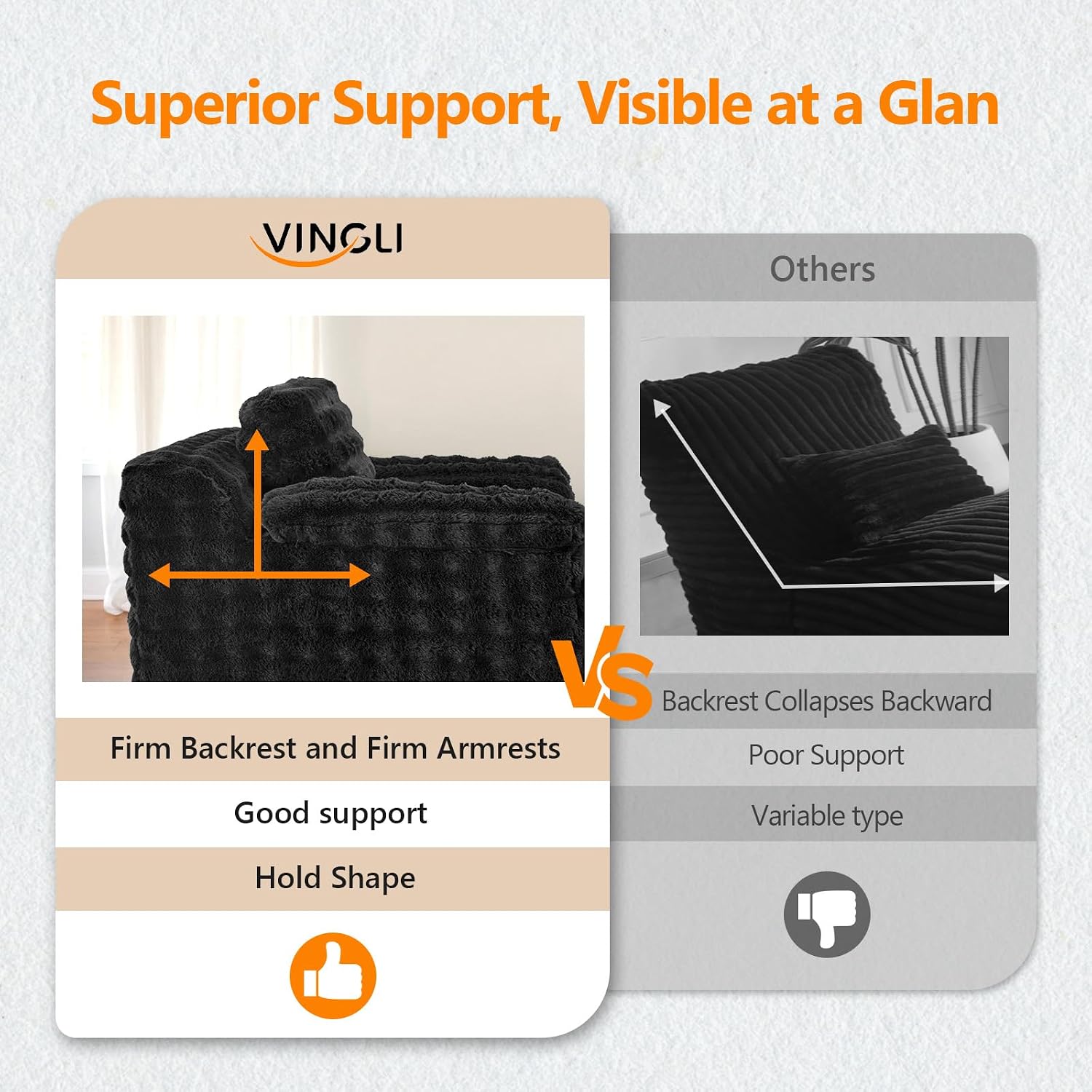 VINGLI Chaise Lounge Chair, Black Boneless Couch Oversized Reading Chair Upholstered Bubble Fleece Cloud Couch Sofa Recliner Bed Comfy Sleeper Couches for Living Room, Movie Room, Bedroom
