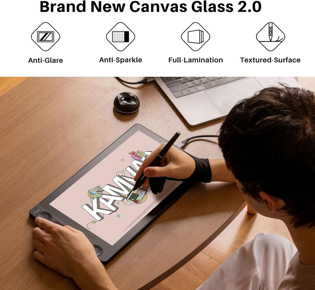 HUION Kamvas 13 (Gen 3) Drawing Tablet with Screen, 13.3-inch Full-Laminated Art Tablet with Anti-Sparkle Canvas Glass, 99% sRGB, PenTech 4.0, 16384 Pen Pressure, Dual Dials for Digital Art, Black
