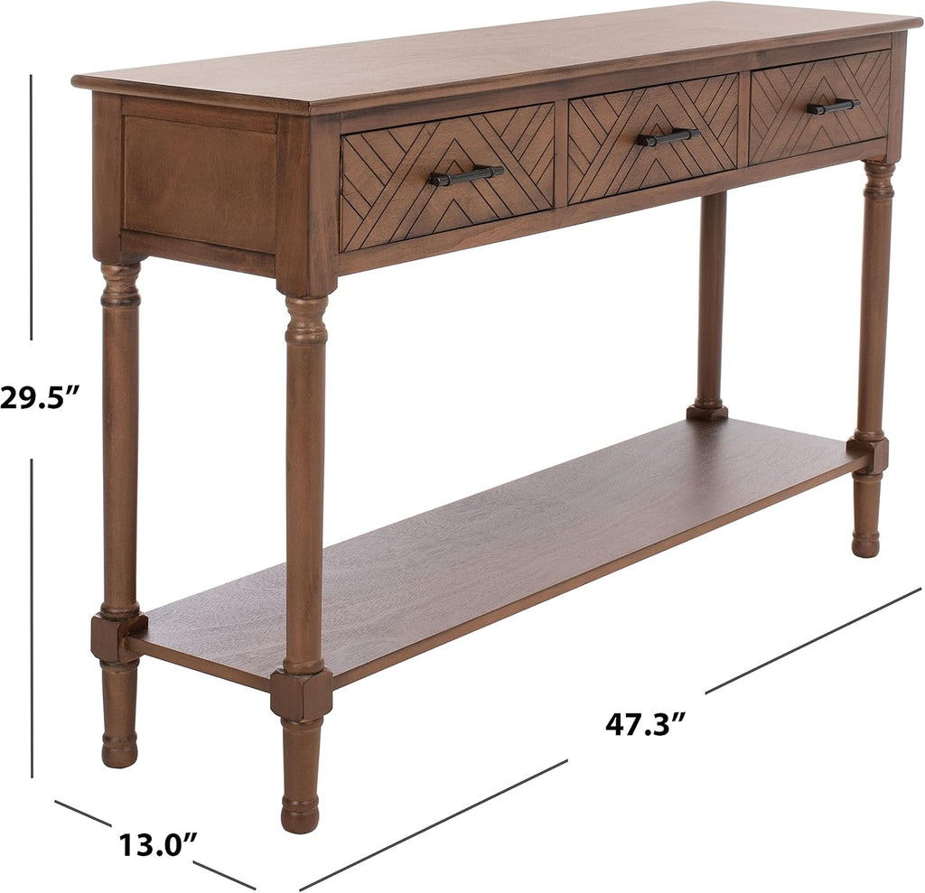 SAFAVIEH Home Collection Peyton Brown 3-Drawer Lower Shelf Console Table CNS5705C