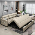 homary 74' Queen Sleeper Sofa Bed – 2-Seater Convertible Couch with Pull-Out Bed with Storage Drawers & Side Pockets, for Apartment Living Room (Beige)