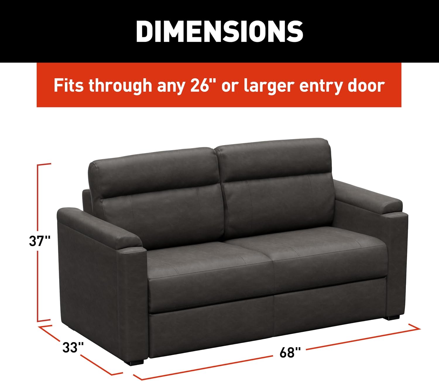 Thomas Payne Signature Heritage Series 68' McCoy RV Clickback Sleeper Sofa with Automatic, Adjustable Fold-Out Legs, Four Reclining Positions, Easy Transition - 2024044227