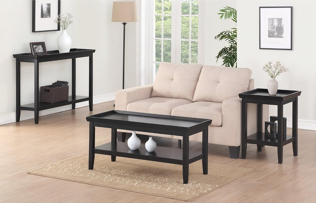 Convenience Concepts Ledgewood Console Table 48' - Modern Narrow Sofa Display Accent with Storage Shelf for Transitional, Traditional Living Room, Entryway, Hallway, or Bedroom, Black