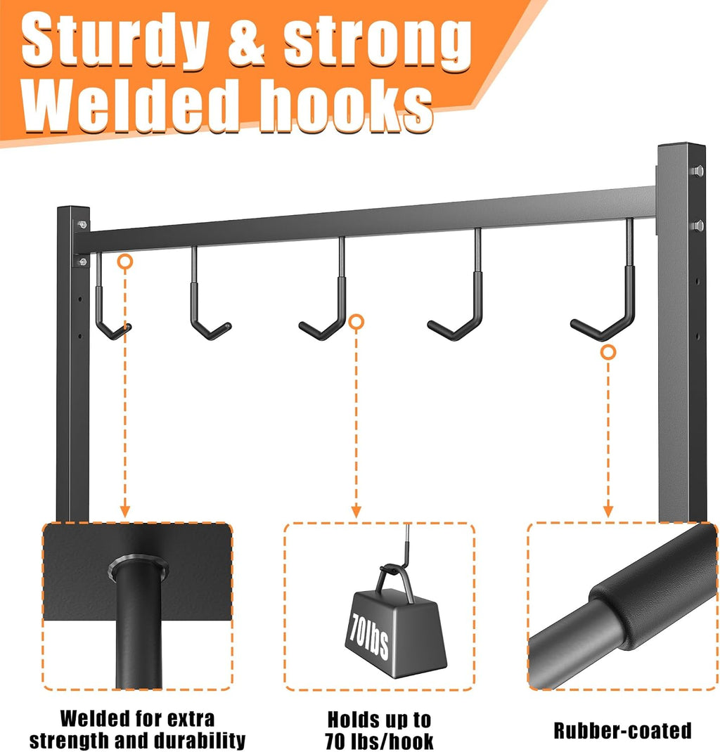 TORACK Garage Freestanding Hanging Bike Stand for Garage, Heavy Duty 5 Bikes Vertical Bike Storage Stand Floor Bike Storage Rack