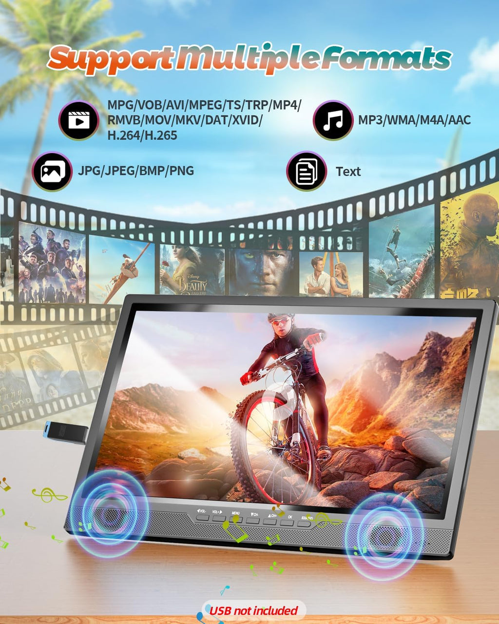 Desobry 19.2' Portable TV for Camping, Built-in 8000mAh Battery Powered TV Portable for Power Outages, Battery Operated TVs 1080P HDMI Input, AV Input, USB, for Kitchen Bedroom Camping Patio RV