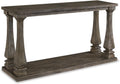Signature Design by Ashley Johnelle Casual Sofa Table, Plank-look Framed Tabletop, Weathered Finish, Elm Veneers and Wood, 60' W x 18' D x 31.88' H, Gray