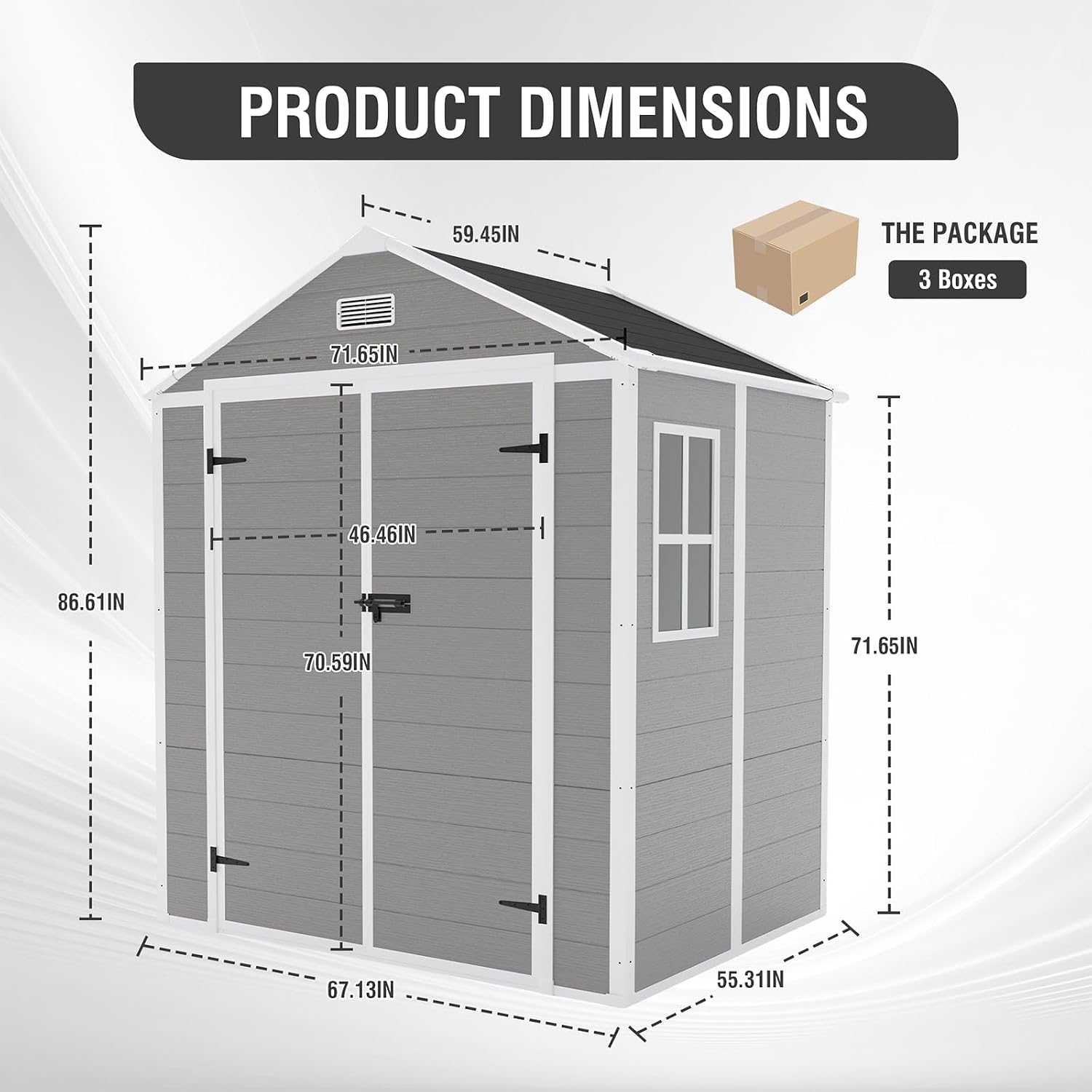 6 x 5 FT Resin Outdoor Storage Shed, Plastic Garden Shed with Floor, Large Storage Space, Lockable Doors & Windows, Plastic Tool Shed, 12mm Thick PP Board (6X5 FT)