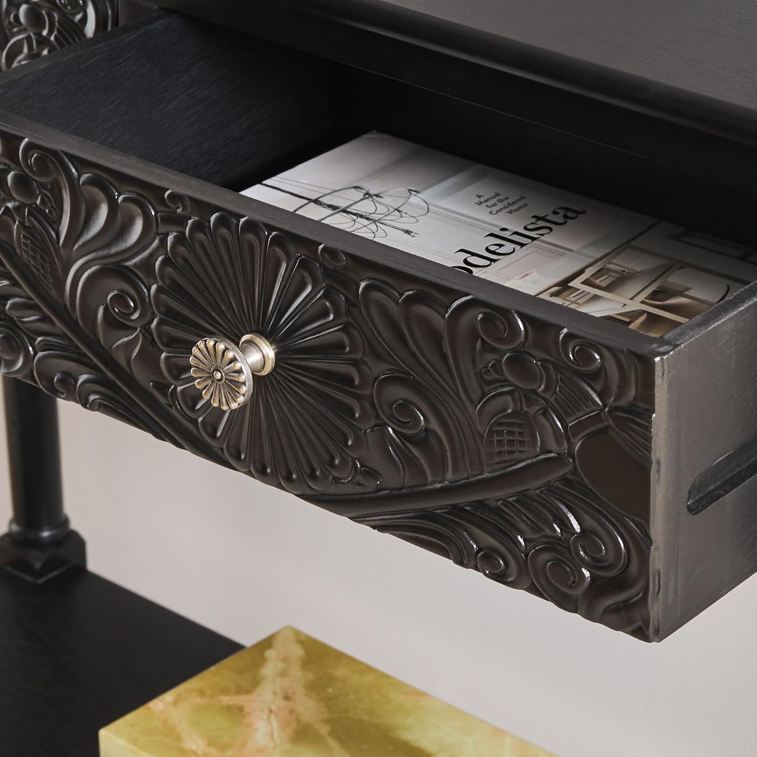 SAFAVIEH Home Collection Josie Black 2-Drawer Console Table for Living Room Foyer Bedroom Hallway Entryway Office
