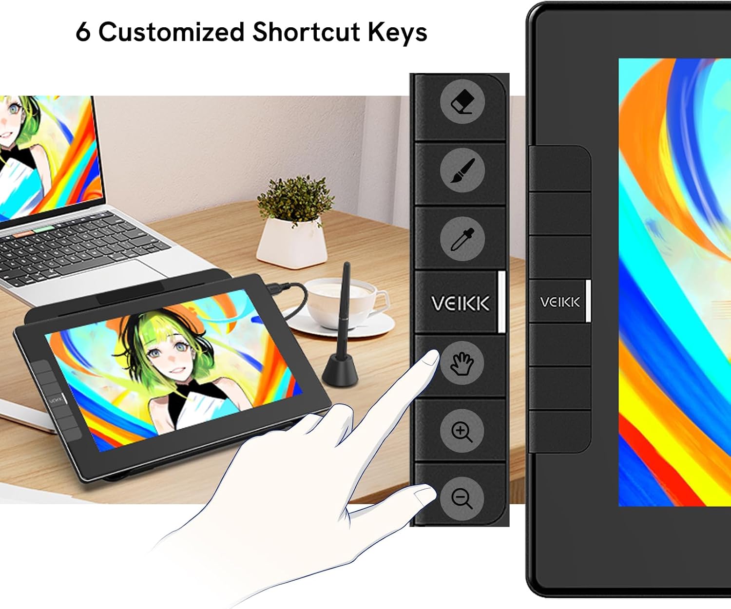 VEIKK VK1200 11.6 inch Drawing Tablet with Screen, 8192 Levels Pressure Battery-Free Pen, Tilt Function, 6 Shortcut Keys, for Artists, Students, and Beginners