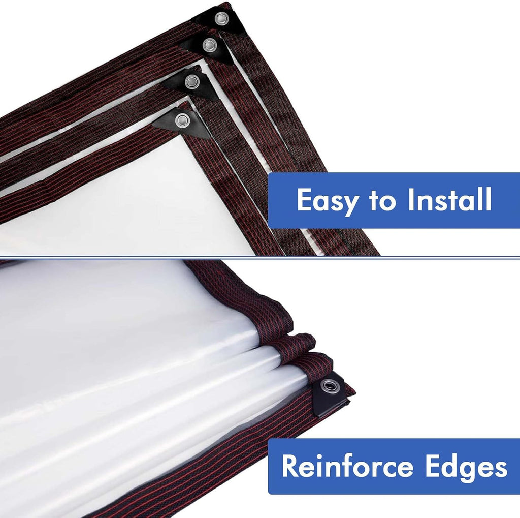 8x8 FT Double-Stitched Reinforced Edges Garden Rainproof Clear Poly Plant Cover, Clear Waterproof Cover Tarp Rainproof Heavy Duty Sheet, Rainproof Garden Protection