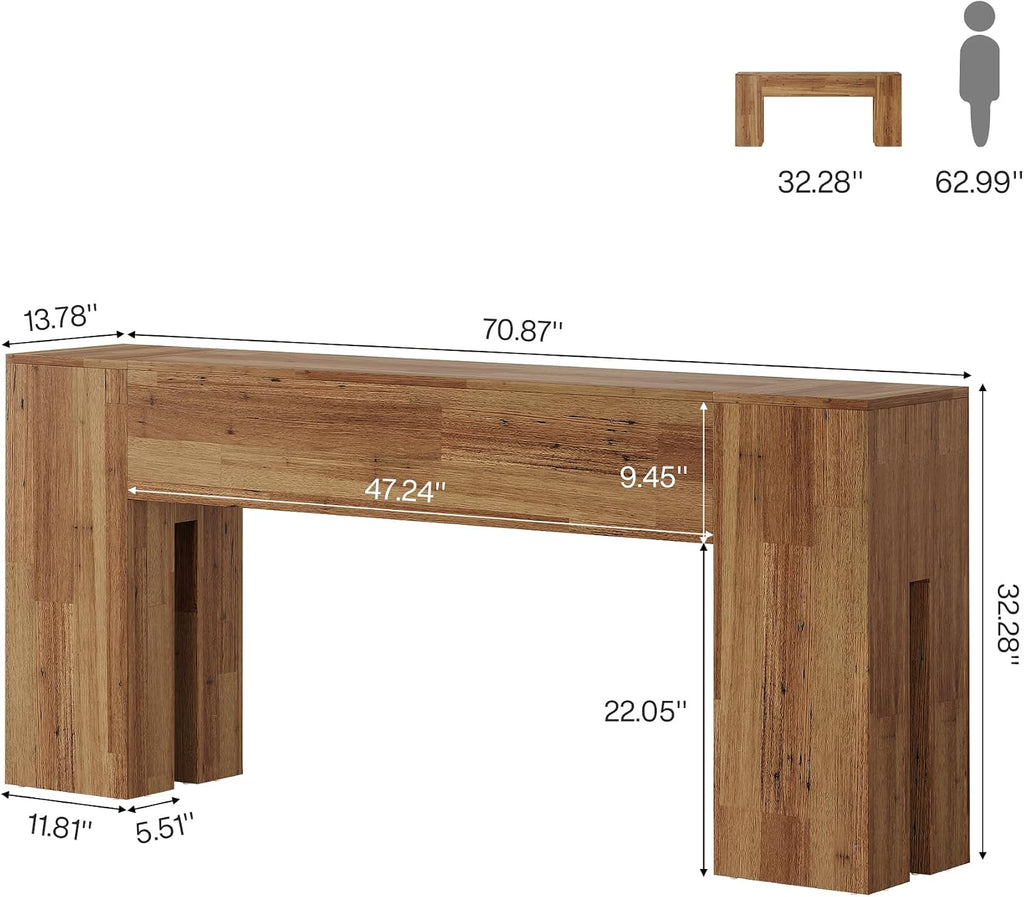 Tribesigns 71-Inch Long Console Table for Entryway, Farmhouse Sofa Console Behind Couch, Entry Table for Hallway, Foyer, Living Room, Rustic Wood