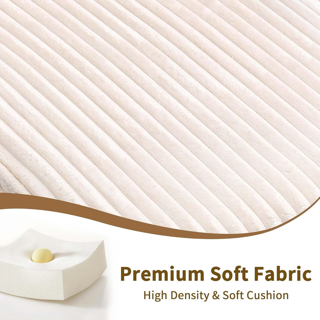 Majnesvon Modern Corduroy Fabric Sofa Bed Futon,3 in 1 Convertible Pullout Sleeper Couches with 3 Reclining Backrests,Small Sofa Chair Bed for Living Room Bedroom (White)
