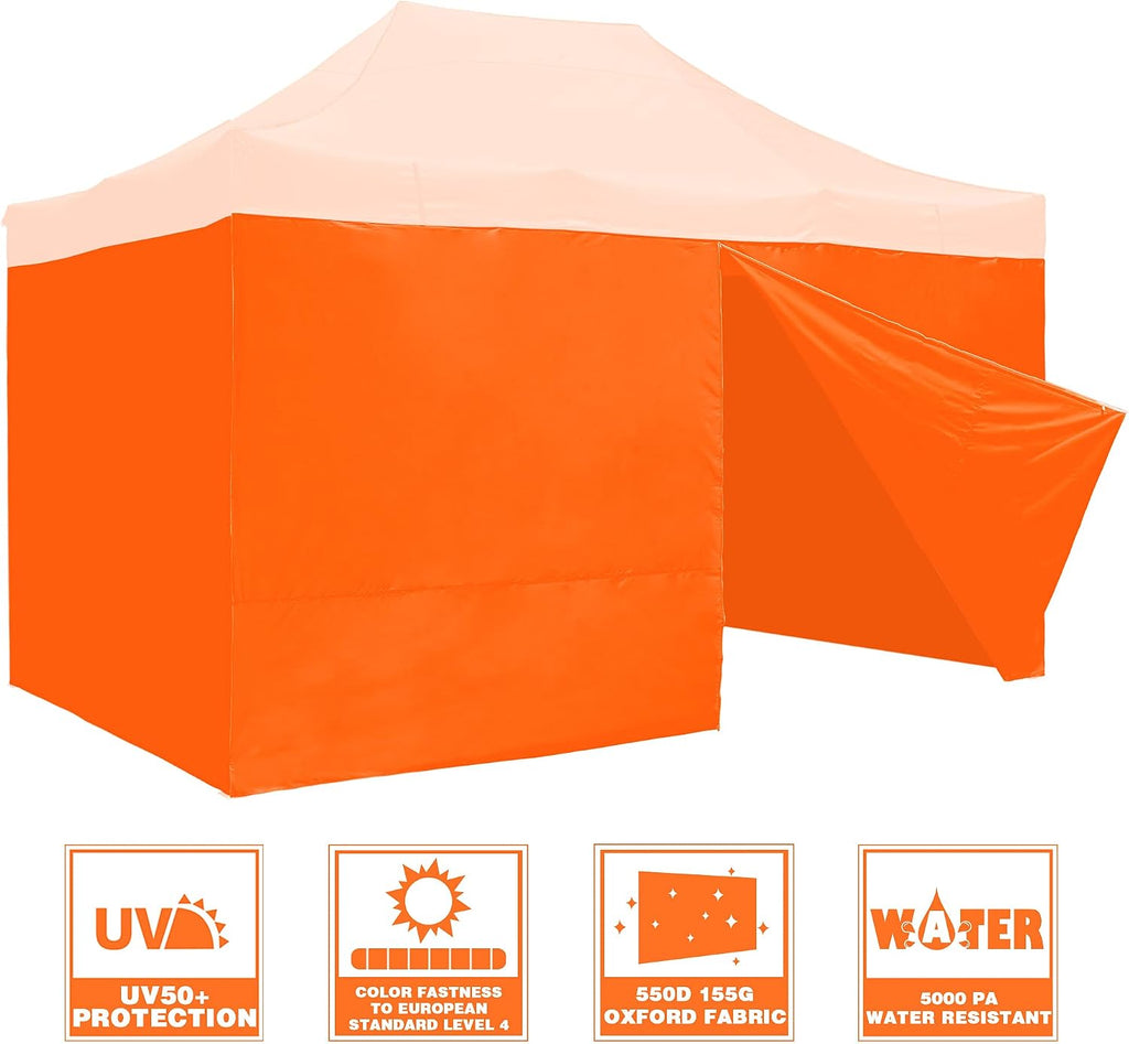 InstaHibit 4 Pack Side Wall for 10x15 Ft EZ Pop Up Canopy Tent UV50+ Zipper 550D (Sidewall Only)