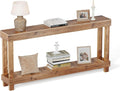 Rustic Farmhouse Console Table with 2 Tiers - Distressed Reclaimed Wood Entryway Sofa Table, Narrow Long Behind Couch Table for Living Room & Bedroom,60x30x10 Inch,Natural Wood(Oak)