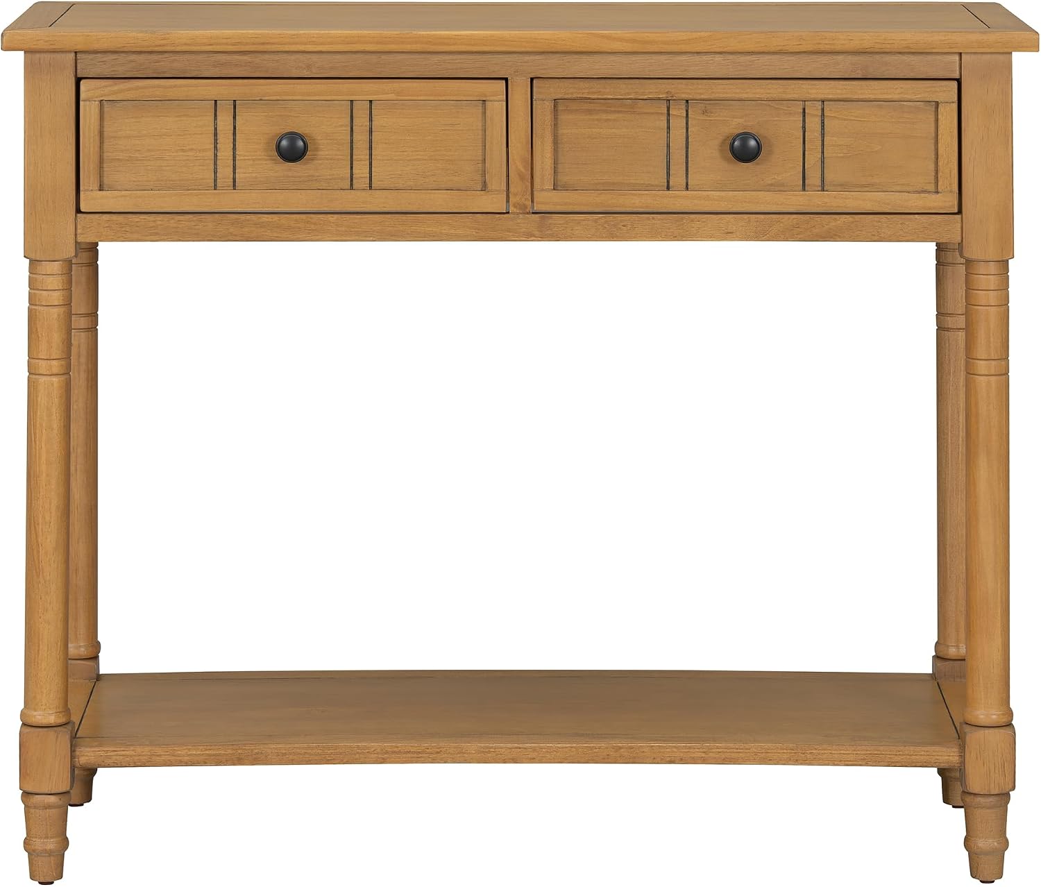 Knocbel Antique Entry Console Table with 2 Drawers & Bottom Open Shelf, Wood Sofa Tables for Entryway Hallway Living Room, 35.34' W x 13.8' D x 30.25' H, Natural