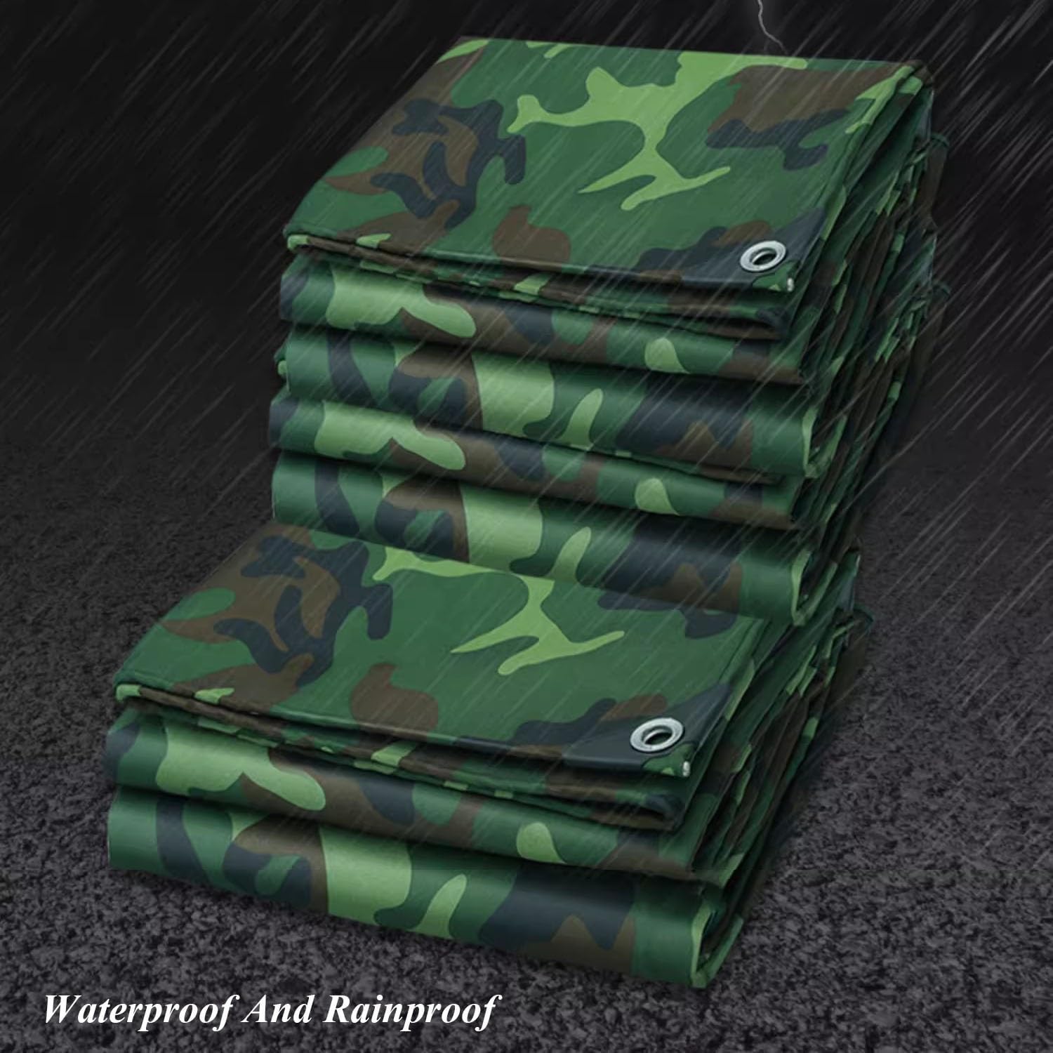 6Mil Thick Outdoor Tarp, Camping Tarp Shelter Waterproof with Grommets 5x6.5ft-38x39ft Tarpaulin Cover Army Green for Pool, Car, Boat Home(38x39ft)