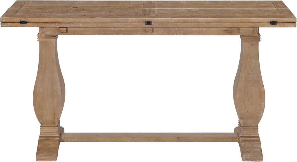 Martin Svensson Home Napa Solid Wood Pedestal Flip-Top Sofa Console Table, Driftwood