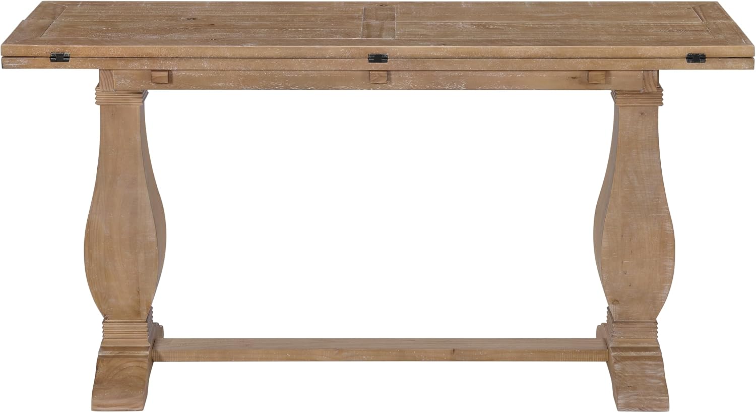 Martin Svensson Home Napa Solid Wood Pedestal Flip-Top Sofa Console Table, Driftwood