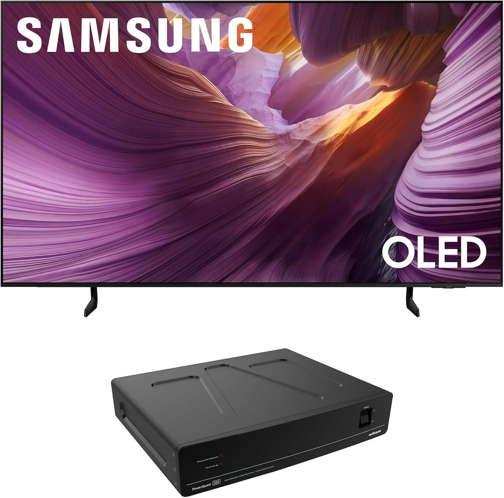 Samsung QN55S85FAFXZA 55 Inch OLED HDR 4K Smart TV with an AudioQuest PQ505NA PowerQuest 505 12 Outlet Surge Protector (2025)
