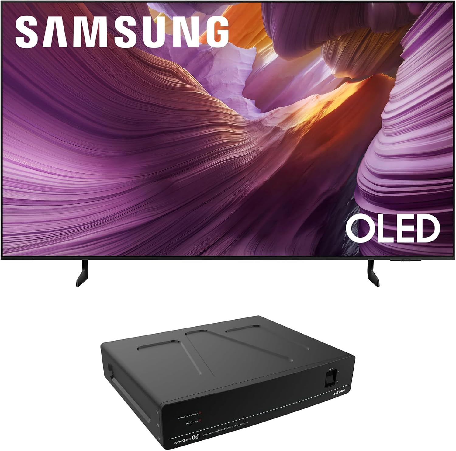 Samsung QN55S85FAFXZA 55 Inch OLED HDR 4K Smart TV with an AudioQuest PQ505NA PowerQuest 505 12 Outlet Surge Protector (2025)