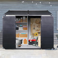 8x6FT Storage-Shed Outdoor-Resin with-Floor - Tool Shed Waterproof with Lockable Door 2 Windows for Backyard Garden Patio Lawn