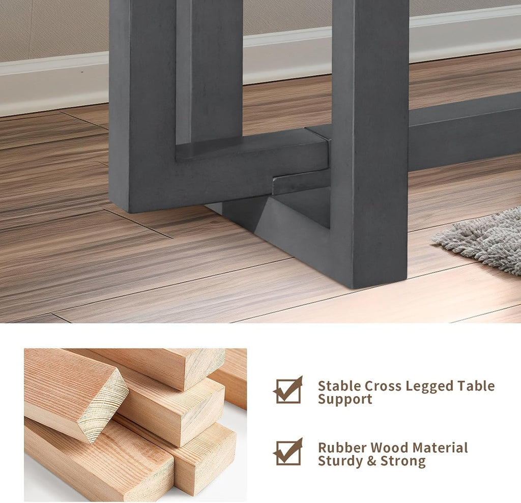 LKTART 59.05-Inch Long Behind Couch Sofa Table for Living Room, Farmhouse Console Table with Storage, Narrow Accent Entryway Tables for Hallway Entrance Foyer (Brown+Grey)