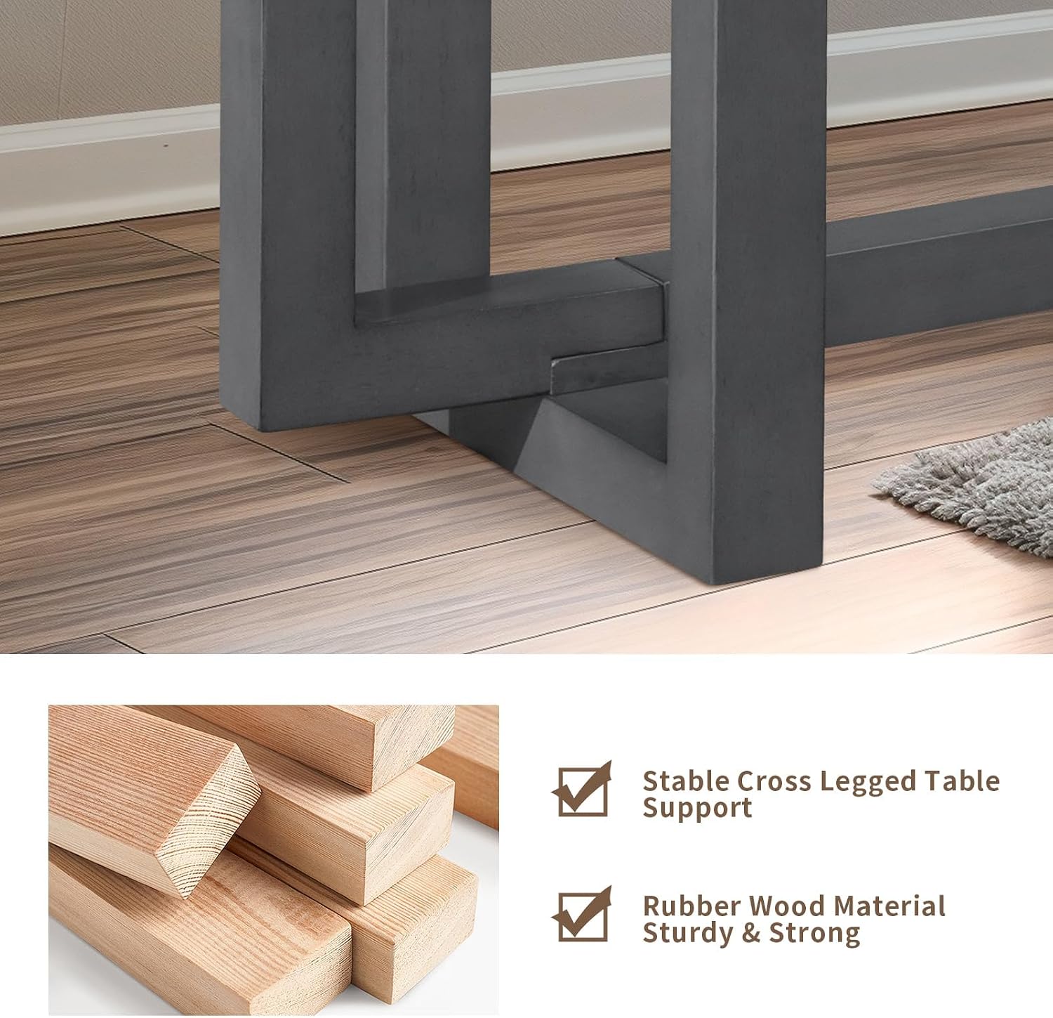 LKTART 59.05-Inch Long Behind Couch Sofa Table for Living Room, Farmhouse Console Table with Storage, Narrow Accent Entryway Tables for Hallway Entrance Foyer (Brown+Grey)