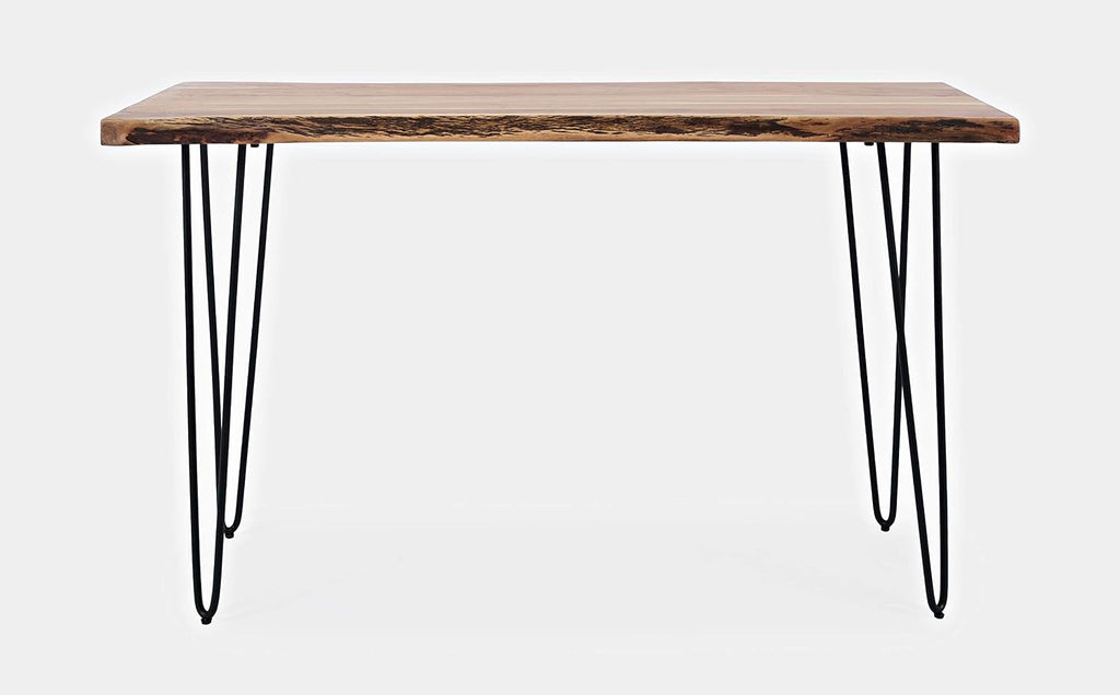 Jofran Solid Acacia Wood Sofa Table 50 Inch with Iron Legs, Contemporary Console Table for Living Room Entryway, Narrow Accent Table, Natural