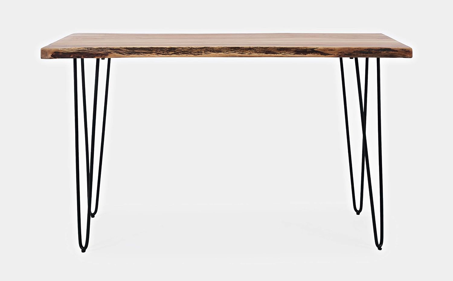 Jofran Solid Acacia Wood Sofa Table 50 Inch with Iron Legs, Contemporary Console Table for Living Room Entryway, Narrow Accent Table, Natural